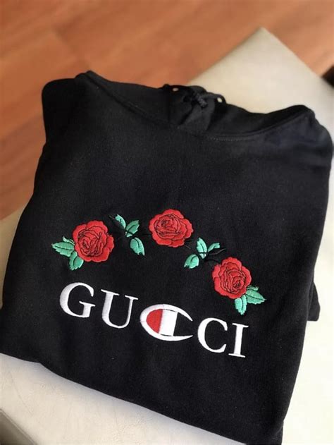 black gucci champion hoodie